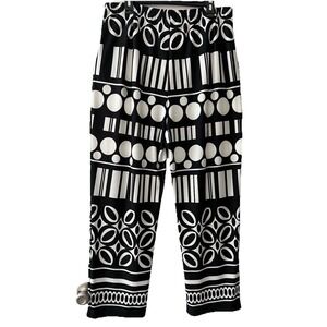 Sunny Leigh Boho Flowing Black And White Wide-Leg Pants Elastic Waist 2x
